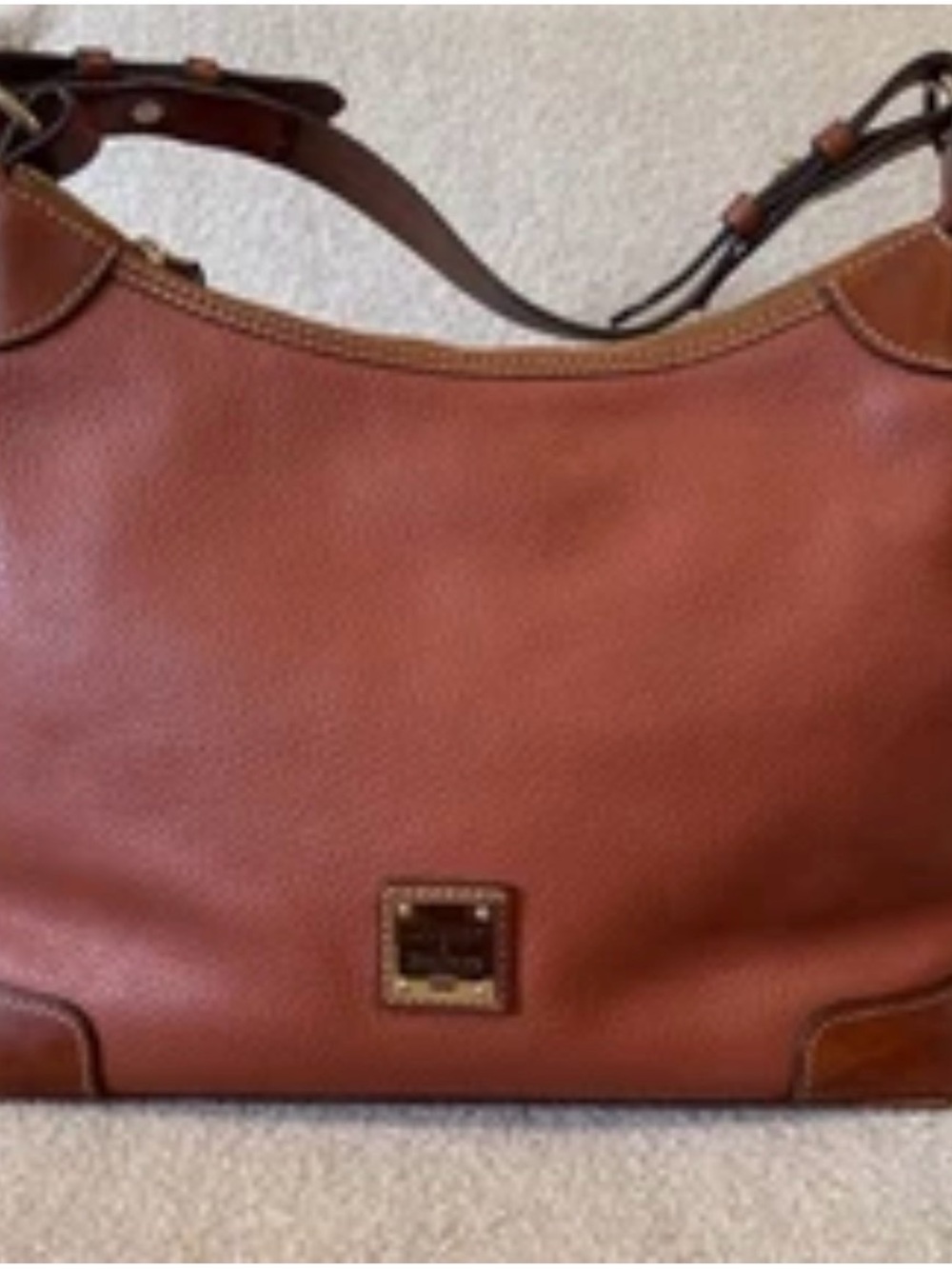 Dooney & Bourke Chestnut Brown Pebble Leather Shoulder Bag